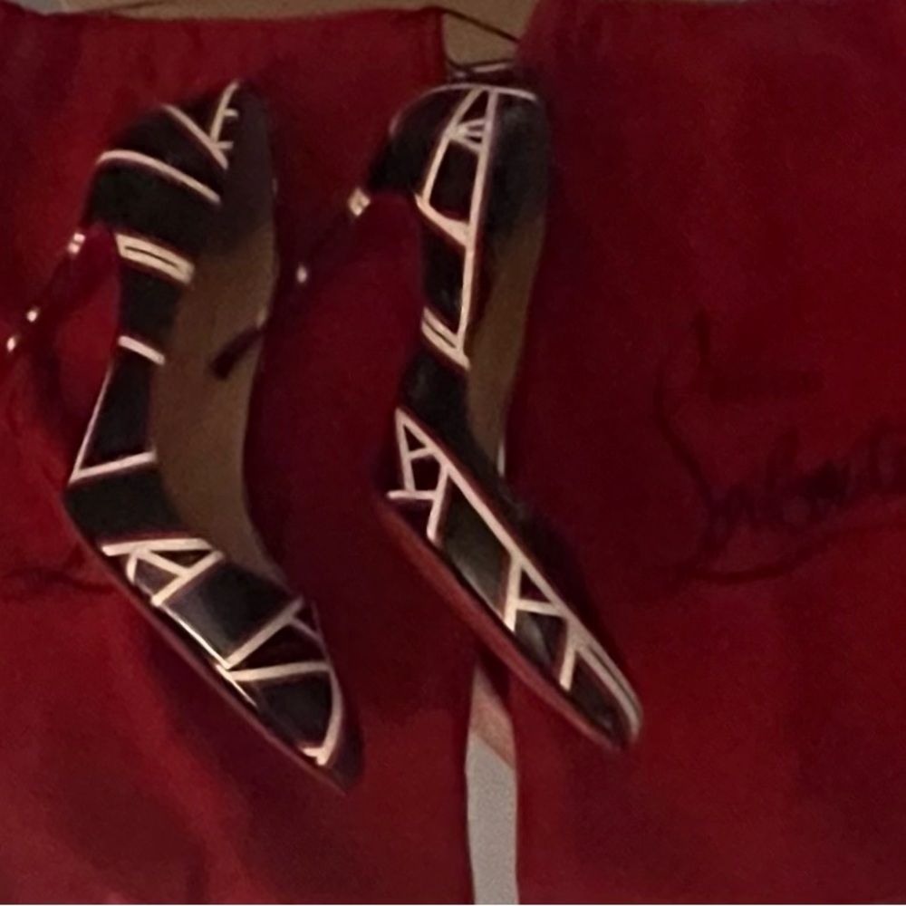 Christian Louboutin Black and Tan Heels - Picture 3 of 16